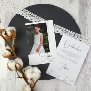 Dankeskarte Kommunion Konfirmation Taufe "Modern Communion" weiß | Danksagung Erstkommunion | Junge Mädchen | individuell personalisiert