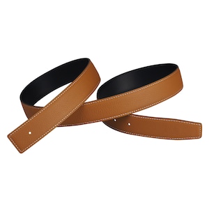H Calfskin Belt Buckleless Interchangeable Genuine Leather Replacement Belt 32mm Width