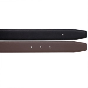 May include: Two leather belts, one black and one brown, with multiple belt loops.