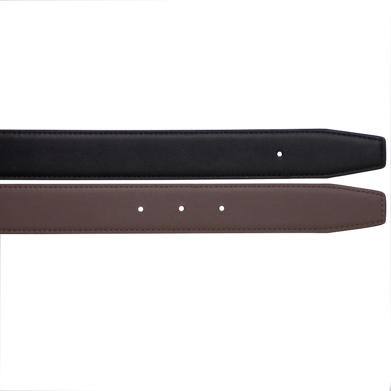 May include: Two leather belts, one black and one brown, with multiple belt loops.