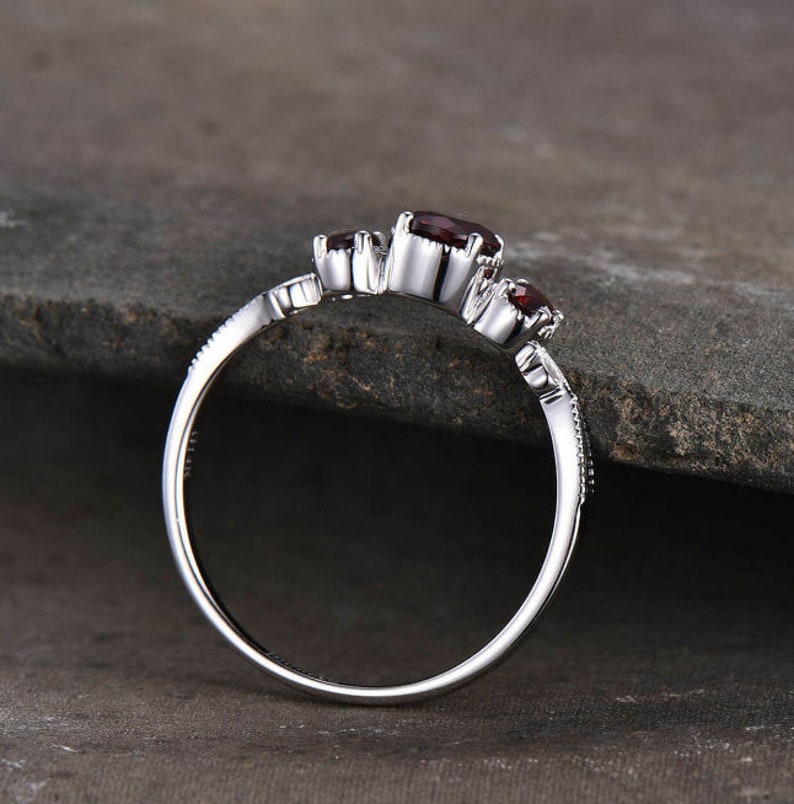 Natural Garnet Engagement Ring-Birthstone Ring-Valentine Gift For Her-Rose Gold Ring-925 Sterling Silver Ring-Wedding Ring-Garnet Jewelry