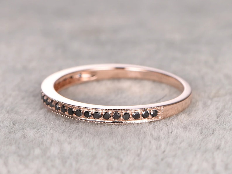 Black Sapphire Eternity Ring-Engagement Ring-925 Sterling Silver Ring-Rose Gold Eternity Ring-Eternity Band-Birthstone Ring-Delicate Ring