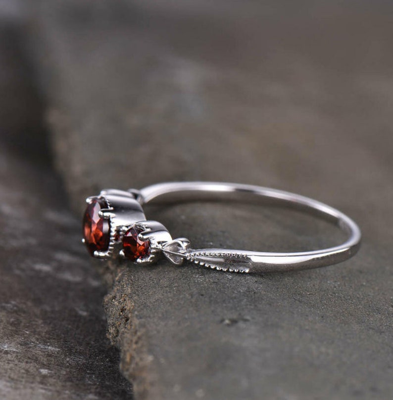 Natural Garnet Engagement Ring-Birthstone Ring-Valentine Gift For Her-Rose Gold Ring-925 Sterling Silver Ring-Wedding Ring-Garnet Jewelry