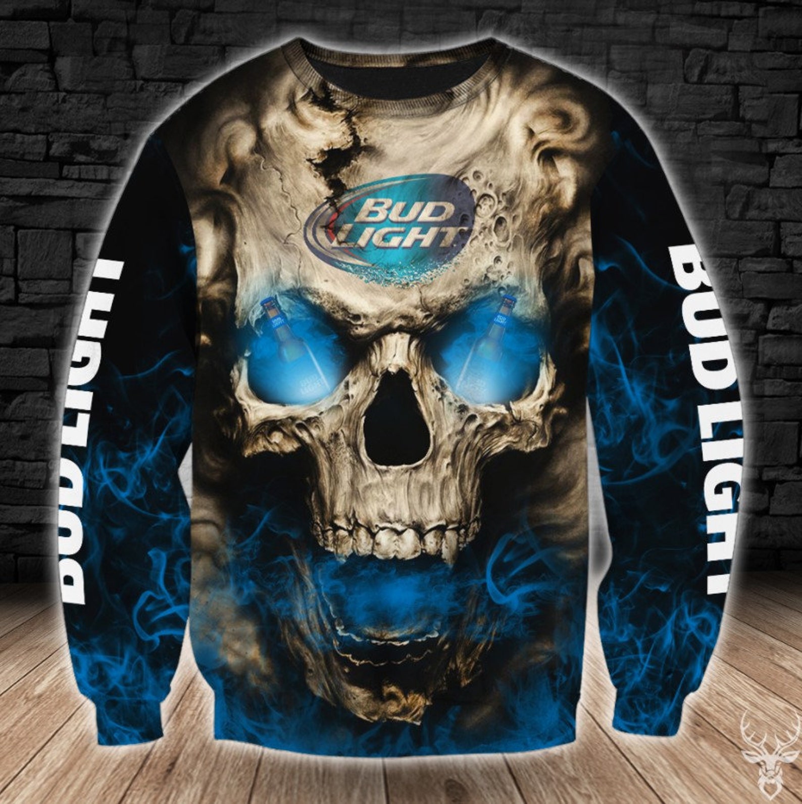 Beer Hoodie Bud Light Beer Hoodie PulloverSkull Beer Logo Etsy