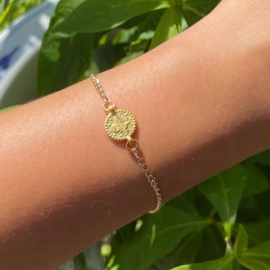 18k gold plated Gold coin bracelet or anklet/dainty/spiritual jewelry| tarnish resistant