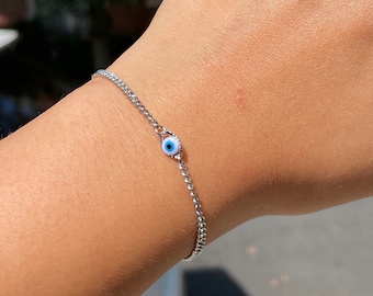 Silver Stainless steel Evil Eye Bracelet/Anklets/choker| tarnish resistant
