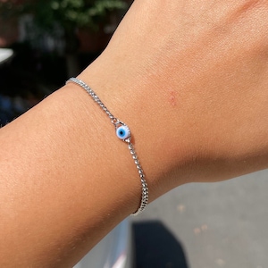 Silver Stainless steel Evil Eye Bracelet/Anklets/choker| tarnish resistant