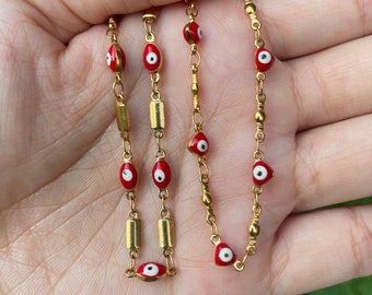 18k gold plated Evil Eye bracelets/anklets (red)