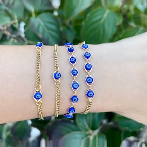 Evil Eye bracelets/anklets (Dark blue)| |18k gold plated |tarnish resistant|**NEW SILVER OPTION**