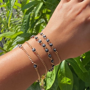 Evil Eye bracelets or anklets. (black)||18k gold plated |tarnish resistant