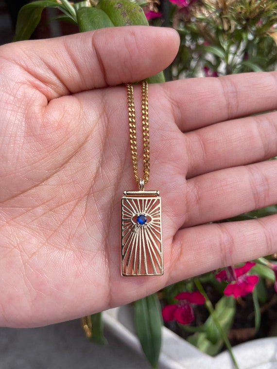 18k Gold Plated Evil Eye Tag Necklace Tarnish Resistant 18k Gold Filled Etsy Canada