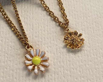 18k gold plated Dainty sunflower charm pendant necklace | | tarnish resistant