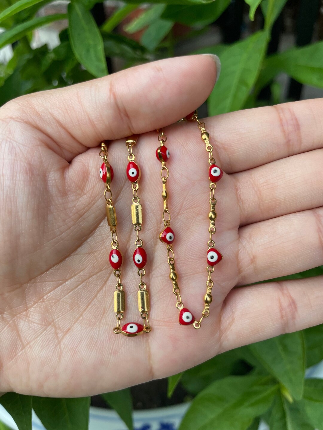 18k Gold Plated Evil Eye Bracelets/anklets red Etsy