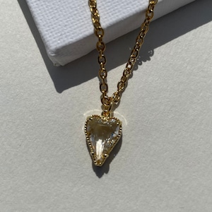 Heart crystal charm pendant necklace | tarnish free |