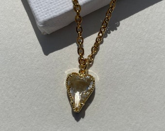 Heart crystal charm pendant necklace | tarnish free |