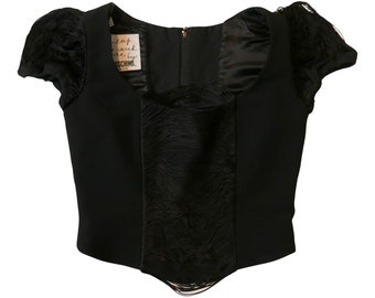 Moschino Cheap Chic Black Bustier Corset Fringe Fringes Goth Punk Y2K 90s Fairy Vintage Couture Top