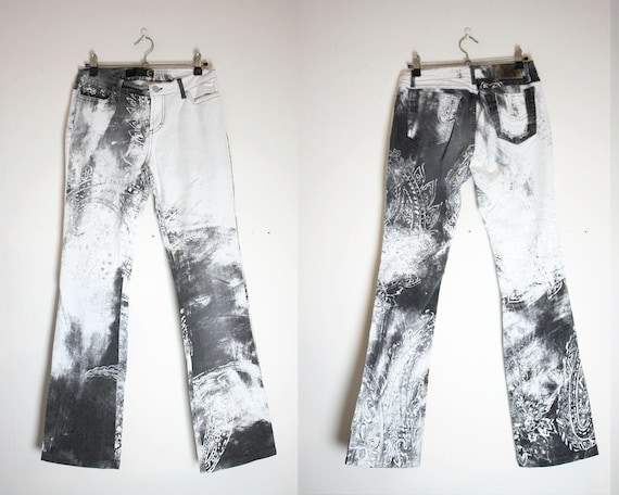 Roberto Cavalli Vintage Jeans 90s 2000s Y2K Graffiti Paint - Etsy