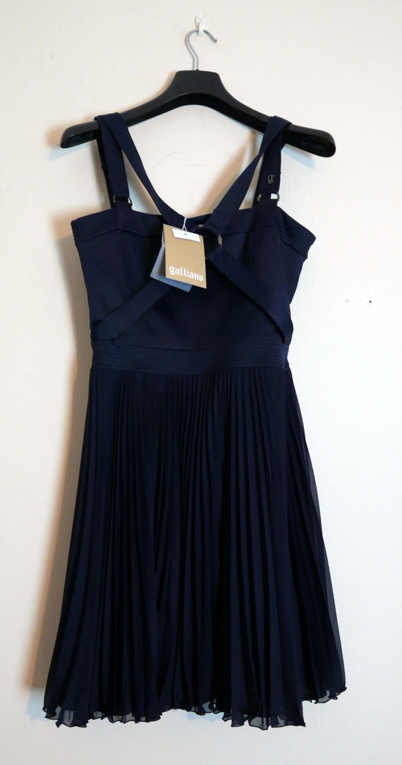 John Galliano Bondage Straps Parachute Dress Navy… - image 2