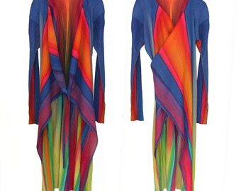 Issey Miyake Pleats Please Rainbow Wrap Dress RARE Multicolor