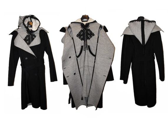 ジャケット・アウター Jean Paul Gaultier Wool Hooded Cloak Jean Paul Gaultier Wool Hooded Cloak Jean Paul Gaultier Black Gray