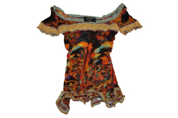 Jean Paul Gaultier Mesh Top Psychedelic Print Mail
