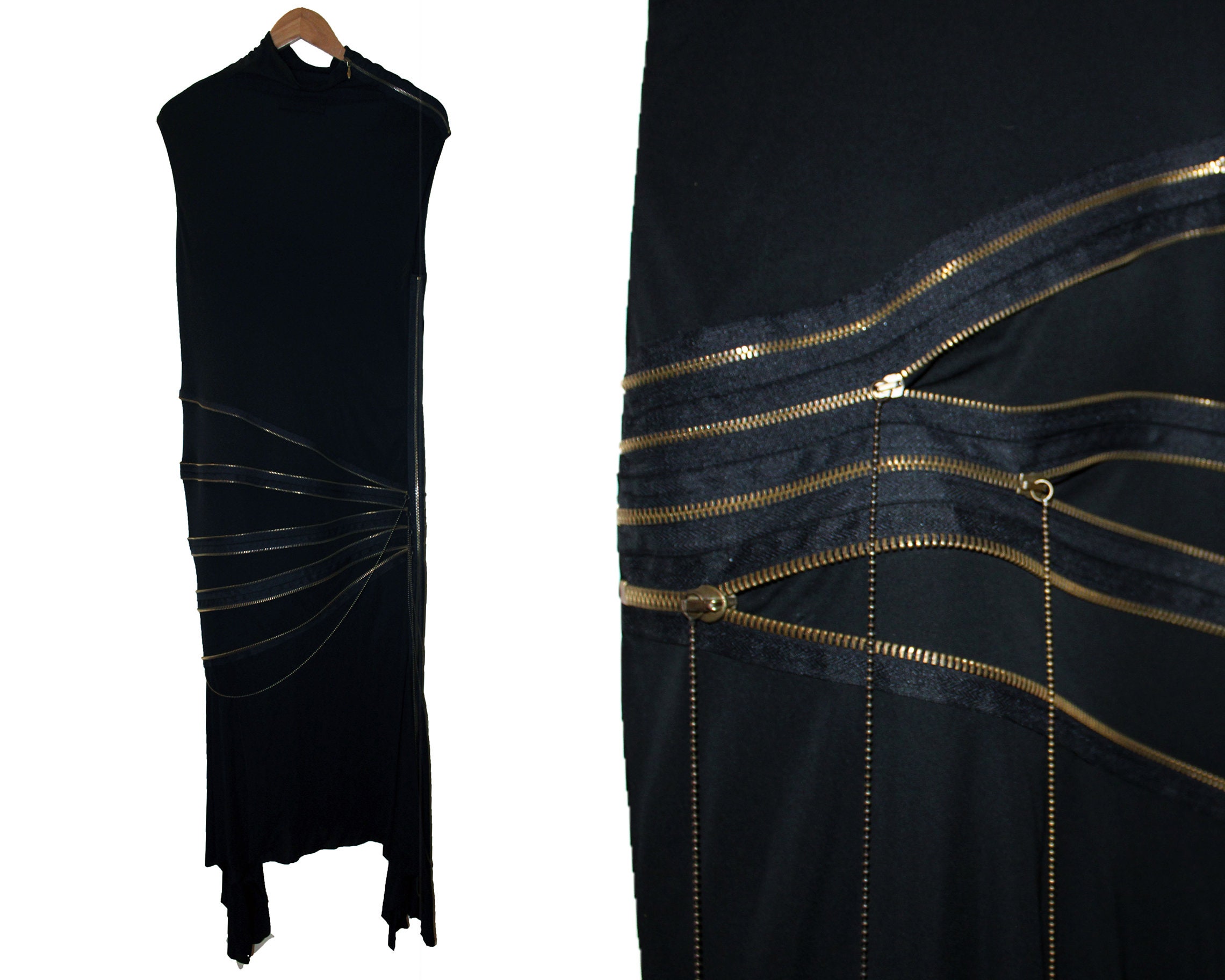 Jean Paul Gaultier Zipper Long Dress 90s Goth Punk Y2K Style - Etsy
