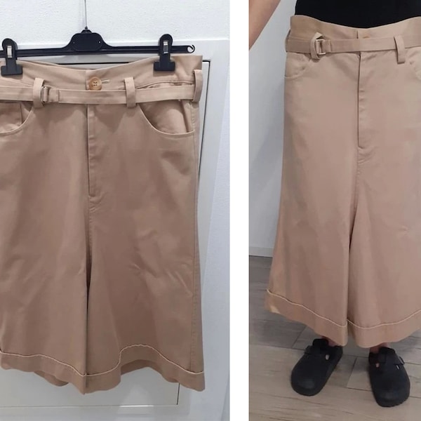 Yohji Yamamoto YS Wide Pants Crop Pants Beige Kaki Japan Japanese Taille 4 Baggy Shorts