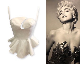 Vintage 90s Thierry Mugler Runway 90s Corset Bustier White Suit Top 1990s Couture Rare Madonna Style