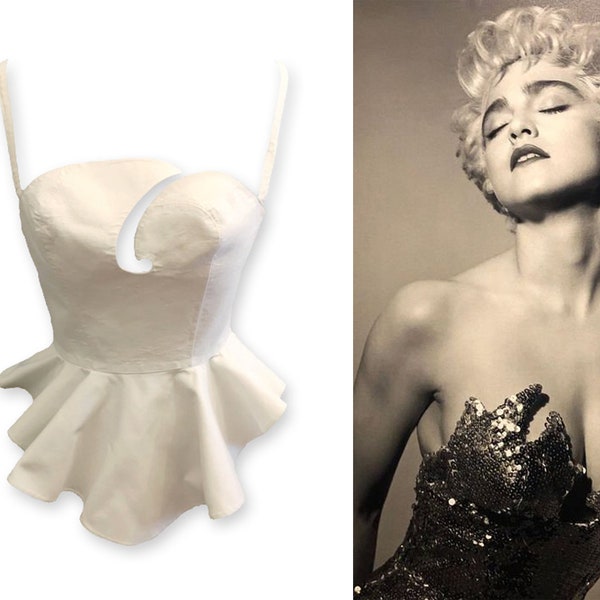 Vintage 90s Thierry Mugler Runway 90s Corset Bustier White Suit Top 1990s Couture Rare Madonna Style