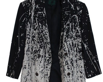 Jean Paul Gaultier Paint Splatter Jacket Blazer Black long sleeve Vintage y2k JPG