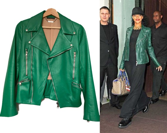 ALEXANDER McQUEEN 2000s Green Leather Motorcycle Jack… - Gem