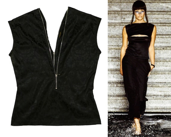 ALEXANDER Mcqueen S/S 1997 la Poupée Black Zipper Neck 