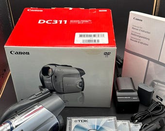 Videocámara Canon DC311 Mini DVD - Probada, en caja, incluye 2 baterías y 3 DVD-RW.