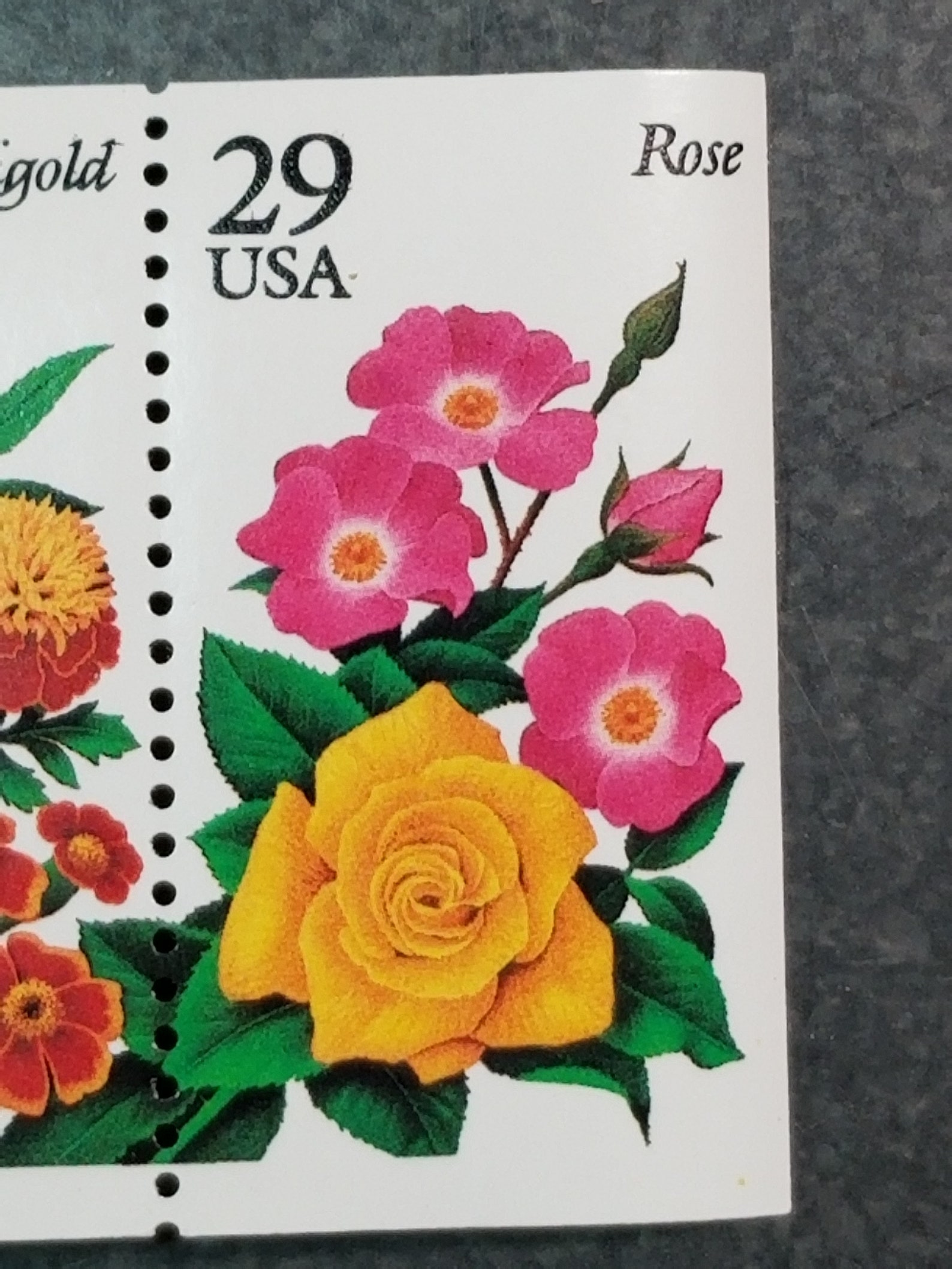 Garden Flowers Postage Stamps 29c FV Strip of 5 Marigold | Etsy