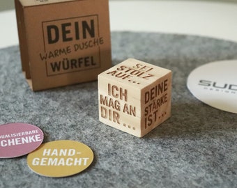 Warme Dusche Würfel, Würfel, Holzwürfel, Kompliment, Warme Dusche, Geschenk