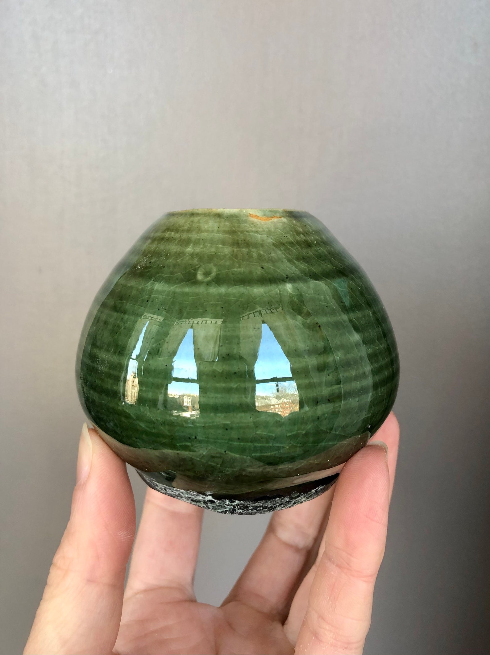 Chipped Emerald Bud Pot Handmade Ceramics Etsy