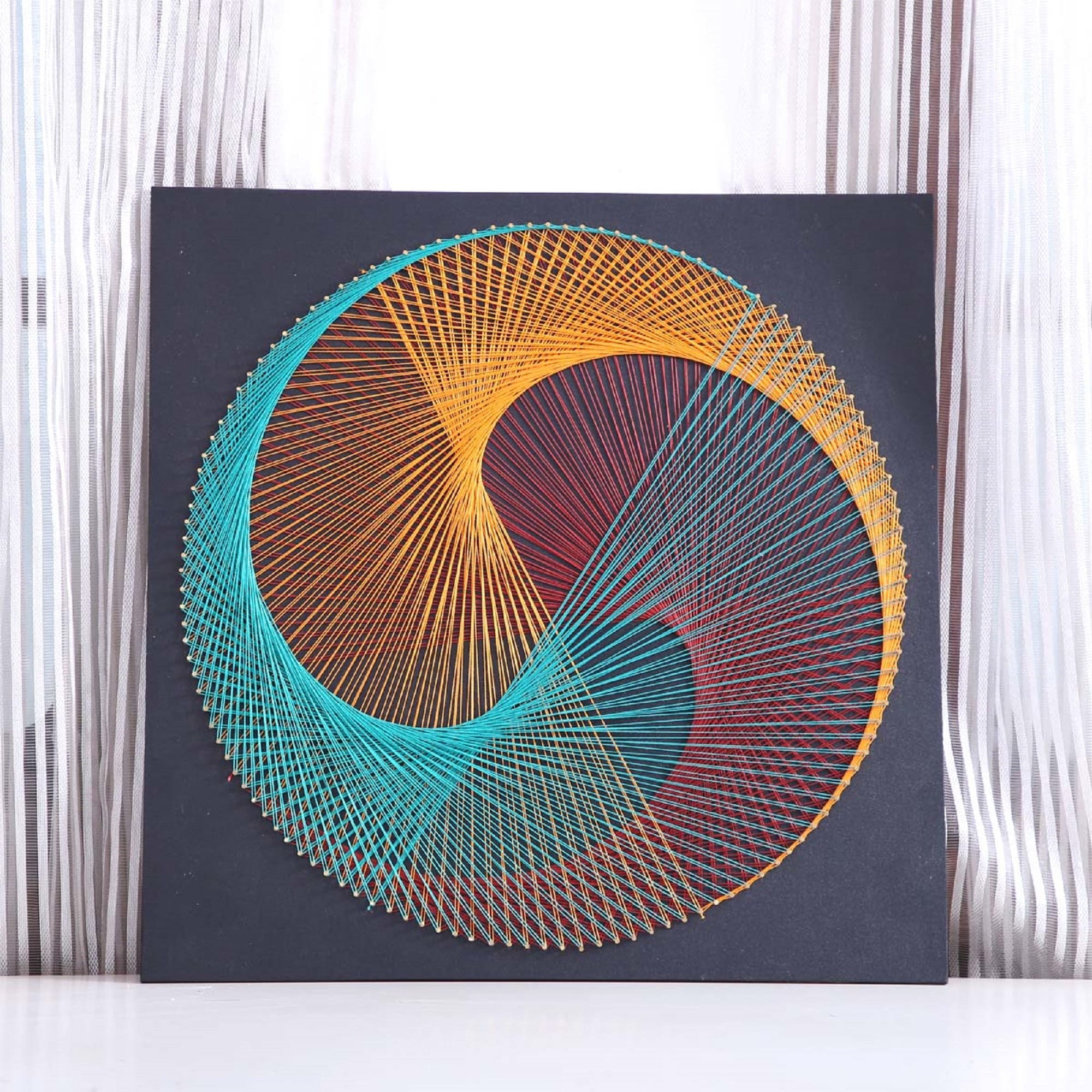 Wood Stitched String Art Kit with Shadow Box Vortex - adult or