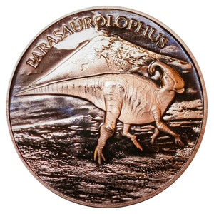 Dinosaur Series - Parasaurolophus - 1oz .999 copper round