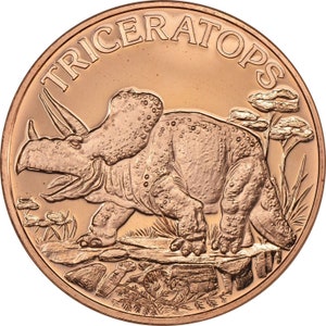 Dinosaur Series - Triceratops - 1oz .999 copper round