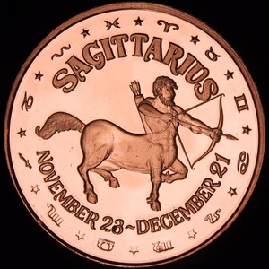 Zodiac Series - Sagittarius - 1oz .999 copper round