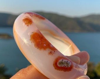 Unveil the Allure of Ultra Rare Blossom Agate Quartz Bangle Bracelet