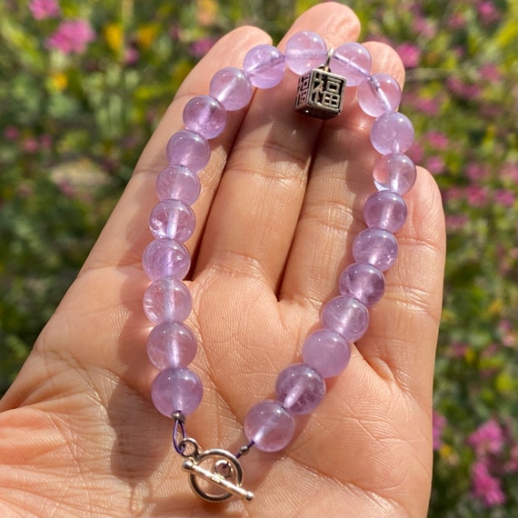 A Light Lavender Purple Amethyst Beads Bracelet, Length 20 Cm, 22