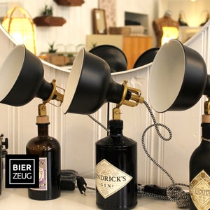 Gin Table Lamp from Upcycled Gin Bottles | Vintage Look Handmade | Sustainable Decor Light | Gift for Gin Lovers | Retro Lighting