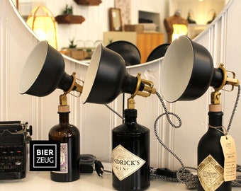 Gin Vintage-Lampen | Handgemachte nachhaltige Tischlampe aus Gin Flaschen | Einzigartige Geschenkidee | Deko-Licht | Upcycling Leuchten