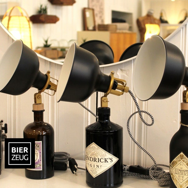 Gin vintage lampen | Handgemaakte duurzame tafellamp gemaakt van jeneverflessen | Uniek cadeau-idee | Decoratief licht | Upcycling van lampen