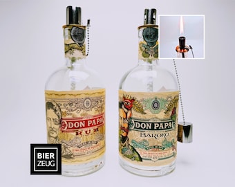 Rum-Öllampe ”Don Papa” | Handgemachte Öllampe aus Don Papa-Flaschen | Upcycling | Handgemacht | Individuell | Geschenk | Deko | H:25cm