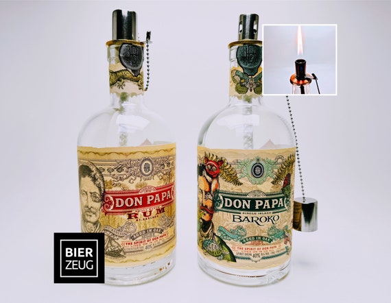 Rum-Öllampe ”Don Papa” | Handgemachte Öllampe aus Don Papa-Flaschen | Upcycling | Handgemacht | Individuell | Geschenk | Deko | H:25cm