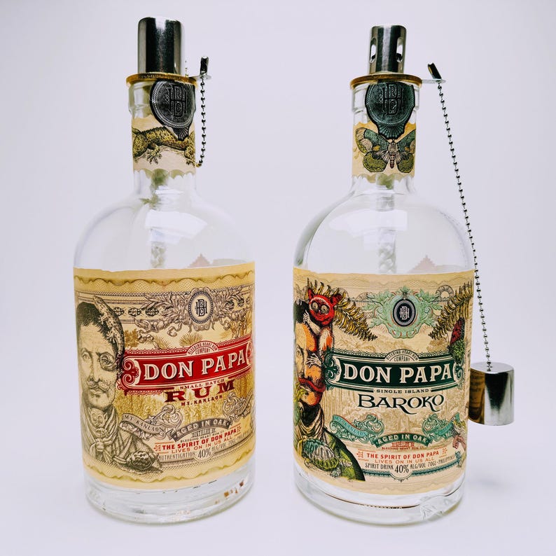 Don Papa Rum Oil Lamp | Handmade Oil Lamp from Don Papa Bottle | Upcycled Decor | Unique Gift image 3