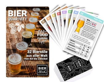 BIER-QUARTETT | Das ultimative Bier-Lernspiel | 32 Bierstile aus aller Welt von Alt bis Zwickel | 100+ Food-Pairing-Tipps  2-4 Spieler