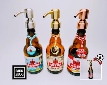Astra Soap Dispenser &quot;Kiez Breeze&quot; | Handcrafted from Astra Beer Bottles | Refillable & Sustainable | Gift for Hamburg Fans | Upcycling Bath